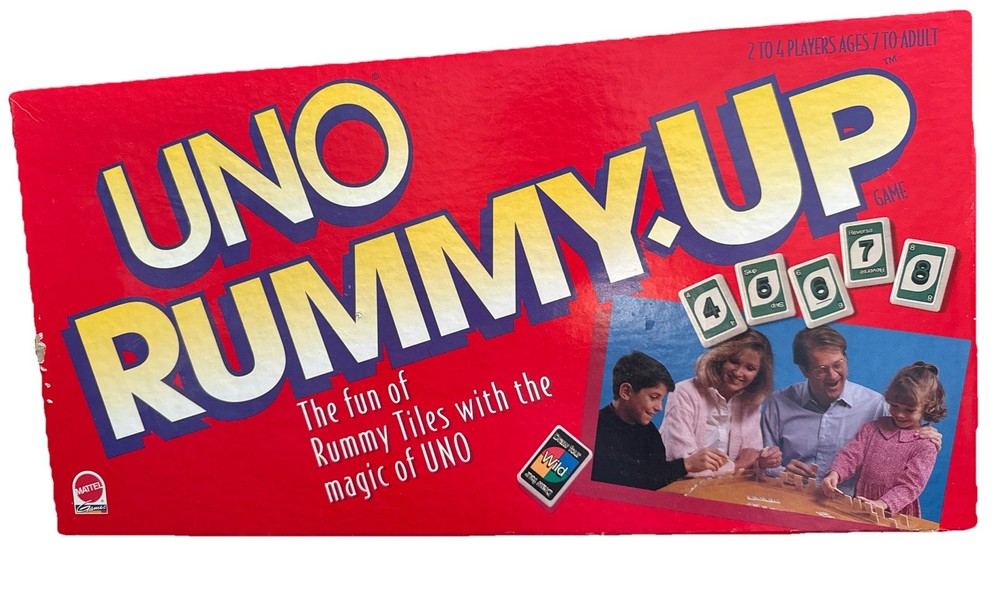 Vintage 1993 Uno Rummy Up Mattel Family Game 90’s Tiles Complete EUC