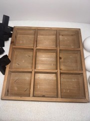 Wooden Tabletop Tic-Tac-Toe Board Game Coffee Table Decorative Accent Home Decor