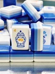 US Stock American Mahjong Tiles 160 Blue and White Porcelain Mahjong Set