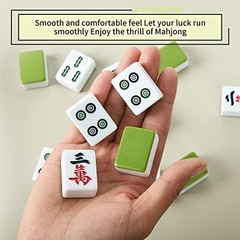 Compact Mahjong Set – 144 Melamine Tiles + 8 Blanks, Travel Size with Handbag