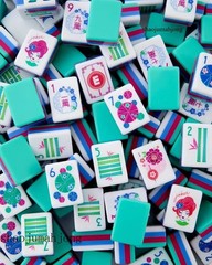 American Mahjong Tiles set ,160 tiles, Turquoise color lion, horse，gift