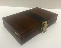 VTG Complete Set of 28 Double Six Dominos Tiles Faux Leather Case Travel Compact
