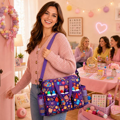 Bingo Bag with Pockets for Daubers Dabbers Dobbers Dotters Violet Portable Bingo