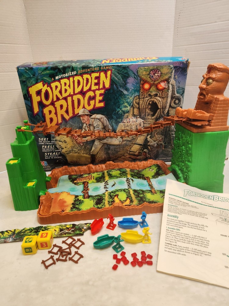 1992 Forbidden Bridge Board Game Milton Bradley WORKS *Missing 3 Cardboard Sides