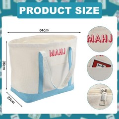 Sunnymove 3 Pcs Empty Mahjong Canvas Bag Gift Embroidered American Mahjong Set