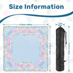 Hydrangea Floral Mahjong Mat – 3MM thick, 31.5″x31.5″, Pink and Blue