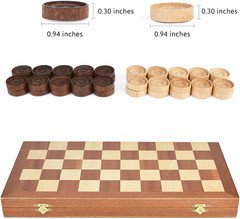 15inch Checkers Folding Wooden Game Set, 100 Square Checkerboard International C