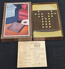VTG 1964 HOYLE GAME SETKO’S THE WHY PUZZLER WALNUT BOARD BRASS PCS BOXED COMPLET