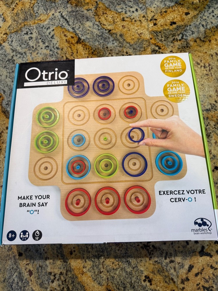 Otrio Deluxe Strategy Game By Marbles Brain Workshop Wooden Board 8+ Years, NEW!