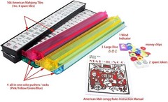 American Mahjong Set 166 Tiles Blue Paisley Bag 4 Pushers/Racks Western Mahjongg