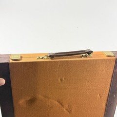 Vintage Travel Size Backgammon Set Faux Leather Compact Design With Dice & Cups