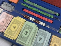 Vintage 1973 Monopoly Board Game Blue Hard Plastic Travel Case Complete