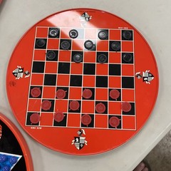 OHIO ART 2 IN 1 CHINESE GLASS MARBLES CHECKERS TIN STORAGE BOARD GAME NO 537