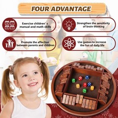 Shut The Box Dice Game 24 Player Wooden Table Math Educational Home Party