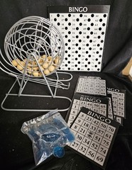 Vintage Cardinal Deluxe Bingo Game Set 10581 Metal Cage Wood Case Complete