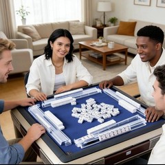 CAYOULR Mahjong Racks with Pushers Set of 4 Clear Acrylic Tile Racks Open Box