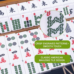 American Mahjong Set,Complete Game Kit, 166 Tiles Mahjong Tile Set with Wooden P