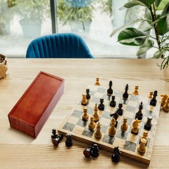 Heavy Slide-top Chess Pieces Storage Box Wooden Case Only 12.5 x 5.5 x 4 Inch…