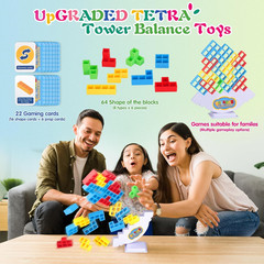 64Pcs Tetra Tower Game, Family Board for 2 Players Family Games, Christmas Stock