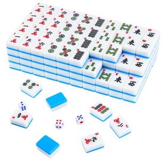 Mahjong Tile Set 166 pcs 1.2″ Tiles 3 Dices 1 Instruction Blue