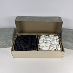 Vintage Japanese Game Go Stones Set – Black And White, Full Box