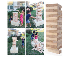 Giant Tumble Tower Outdoor Game 54 Wooden Blocks Stacks 4+ Feet