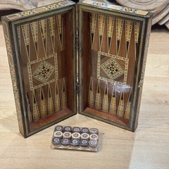 2 in 1 Wood Backgammon + Chess Set Moroccan handmade Wooden Backgammon Board 8”