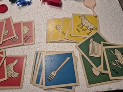 Vintage 1967 Milton Bradley Feeley Meeley Game #4770 Box Poor 23 Cards, 25 Objec