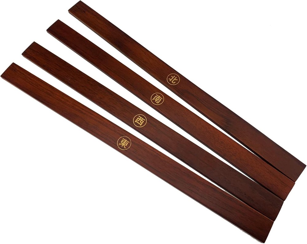 Set of 4 Wooden Mahjong Tile Pushers for Playing Game