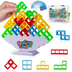 48Pcs Tetra Tower Stacking Blocks Game, Board Games for Families, Parties, Trave