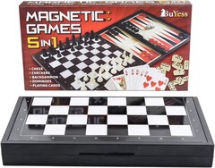 Compact 5-in-1 Magnetic Board Game Set – Perfect for Trips & Vacation Fun