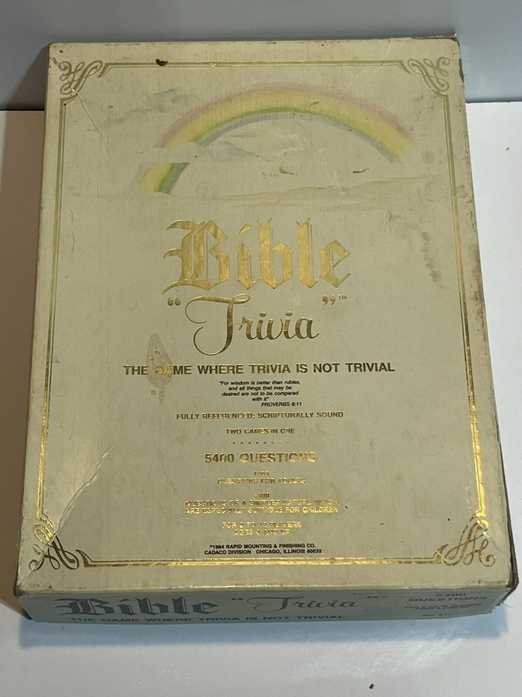 Vintage 1984 Bible Trivia Board Game 5400 Questions, 2-4 Players Ages 8 to Adult