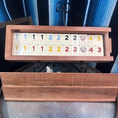 VTG Rummikub 1960’s All Wood Box & Wood Sides W/ Metal Brackets- 106 TILES EUC