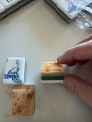 Mah Jong American Set tile, Tortoise Wood, 4 Layers, Green