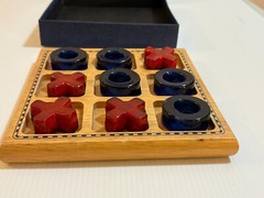 Imaginarium Signature Series Glass Red Blue Tic Tac Toe Table Game in Box