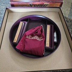 Scrabble Deluxe Collector’s Edition Turntable Crossword Rotating Milton Bradley