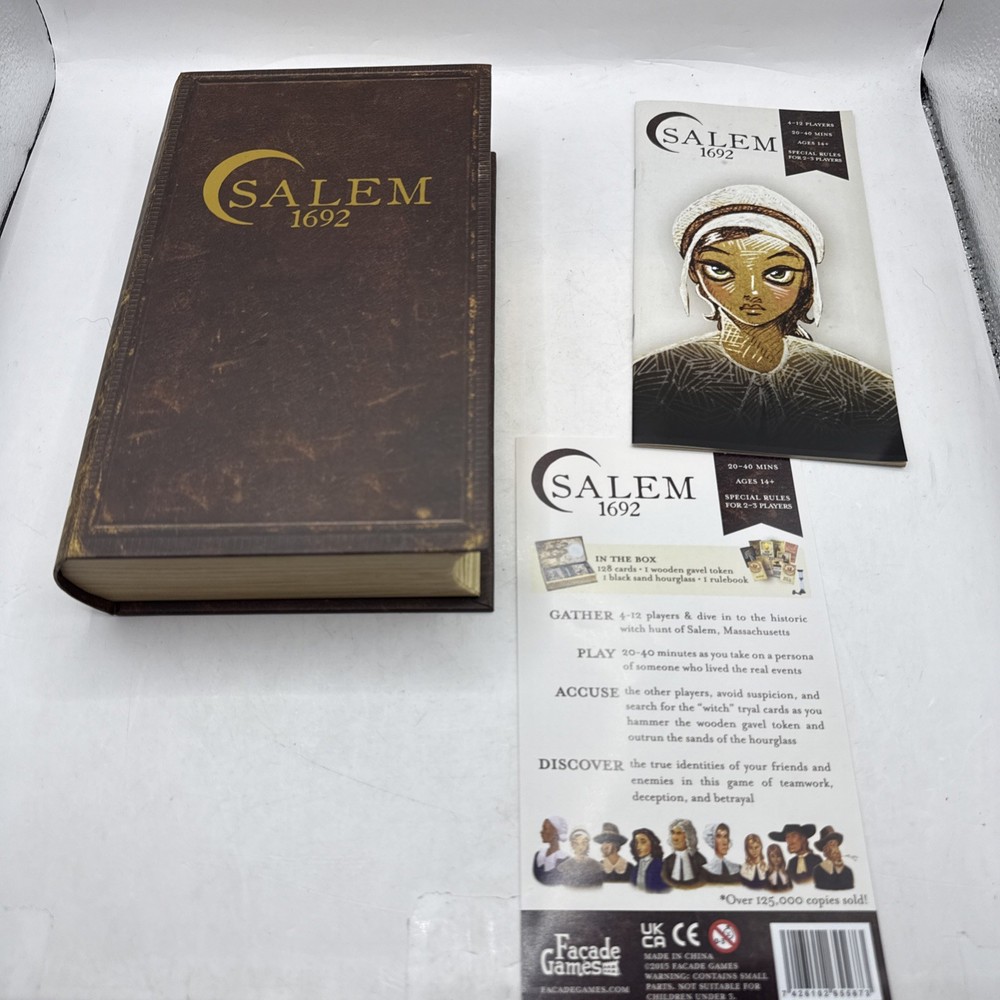 Salem 1692 Witch Hunt Facade Card Game 20-40 Minutes 4-12 Players Age 13+