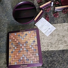 Scrabble Deluxe Collector’s Edition Turntable Crossword Rotating Milton Bradley