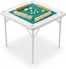 Mahjong Table 4Player Folding Card Table w/Cup Holders&Trays,HDPEwater-resistant
