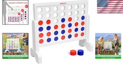2ft Classic Wooden 4 in a Row Game with Durable Carrying Case – Fun for All Ages