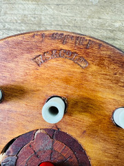 Vintage Genuine Mill Relics Handmade Bobbin Wood Tic Tac Toe Game Wales Rustic