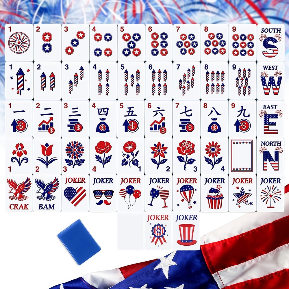 Arrowbash 160 Pcs American Mahjong Tiles Set 1.2 Inch Mah Jong Game Pieces wi…