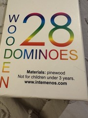 Pinewood Dominoes Intemenos Set of 28 2.75″ MultiColored w/Instructions on Box