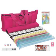 166 Tile American Mah Jongg Mahjong Set with 4 All-in-One Rack Pushers Soft Bag