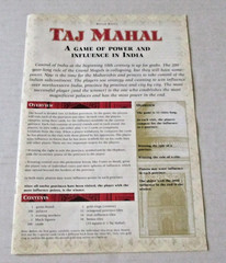 Taj Mahal The Game Of Power & Majesty In India Board Game Rio Grande Games 2000