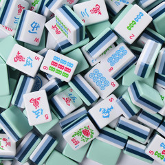 TIASUSAN 4 Layer Engraved American Mahjong Tile Set(Green), 166 Acrylic Mahjong