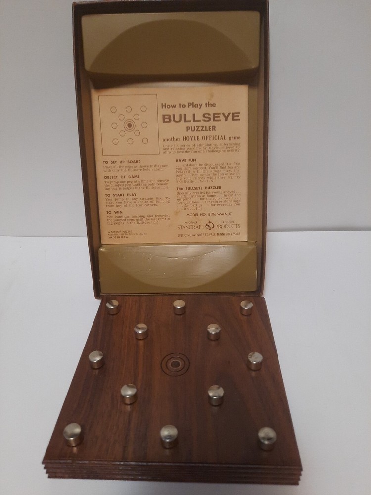Vintage Hoyle Official Games The Bullseye Puzzler Game 1964 – 8106 Walnut – Rare