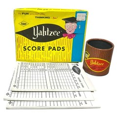 Vintage 1956 Yahtzee Scorepads Cup ES Lowe 3 pads Original Box