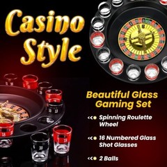 Juego de beber estilo casino con 2 bolas y 16 vasos, 12 x 12 x 3 inches NUEVO US