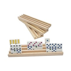 Domino Racks for Mexican Train Dominoes – Wooden Domino Holders Set of 4
